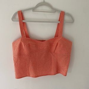 Zara light orange gingham cropped top